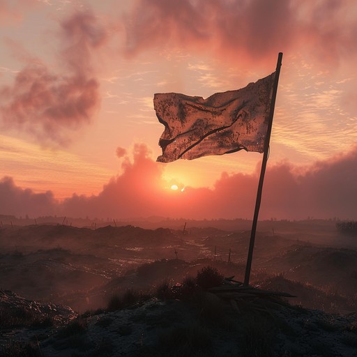 A solemn yet uplifting composition in a patriotic style that reflects on a nation's bittersweet past, evoking pride mixed with a sense of loss. Solo trumpet leads the melody, backed by a lush orchestral arrangement, building towards a climactic finale that leaves listeners with a sense of hope for the future.