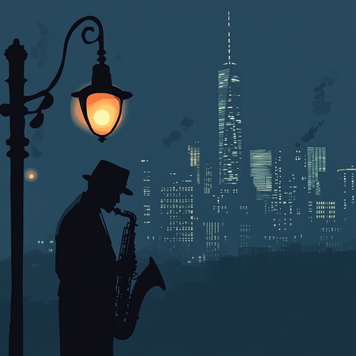 An instrumental blend of smooth jazz and soul capturing the essence of a city's heartbeat after dark; saxophone melodies weave through shadows unveiling secrets under streetlights