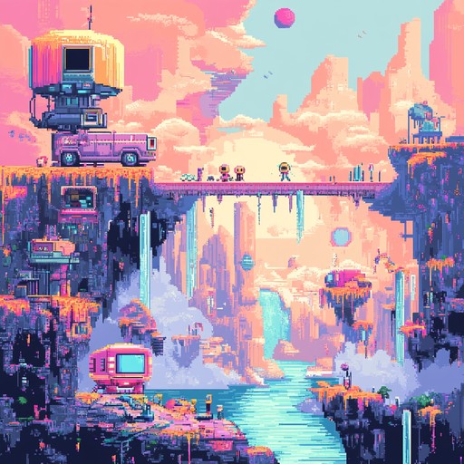 A modern interpretation of the retro gaming experience, blending classic chiptune styles with modern electronic twists, emphasizing the rhythmic, pixel powered pulses that define the 8 bit era.