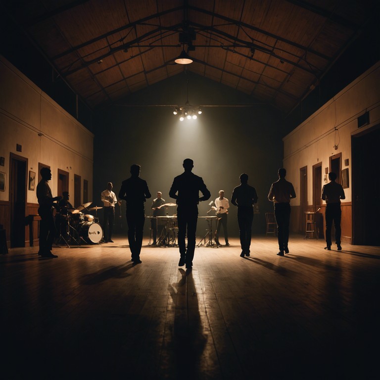 A mysterious, slightly foreboding instrumental track that merges the lively rhythms of salsa with a subtle undertone of suspense and intrigue, ideal for a secretive late night dance event. The piece uses a clattering of timbales to add a touch of danger and anticipation, evoking images of shadowy figures swirling in a dimly lit room.