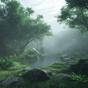 melody floats over serene ancient water.