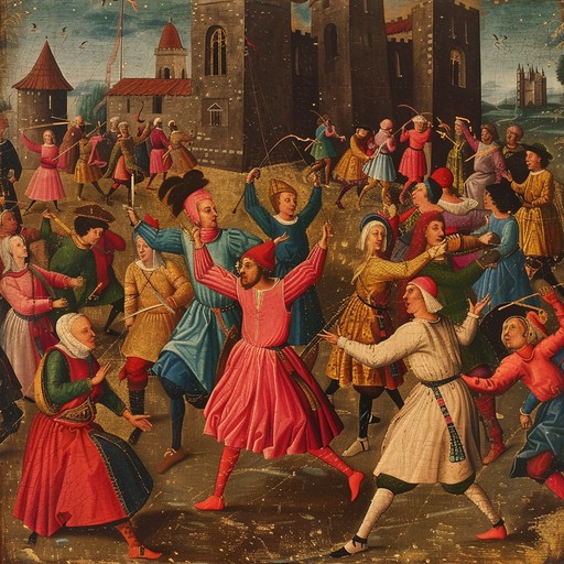 This vibrant troubadour track, played on a lute, is designed to evoke high energy medieval dances, perfect for scenes of joyous gatherings, fairs, or renaissance reenactments.