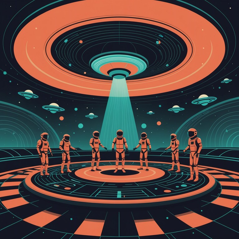 Imagine a spontaneous dance floor appearing in a ufo, with colorful alien beings grooving to beats from their galaxy. Fun increases as quirky instruments join the melody, creating a memorable interstellar party atmosphere.