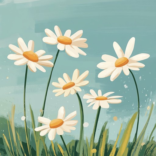 A whimsical instrumental muzak piece capturing a sunny meadow with dancing daisies swaying to gentle breezes.