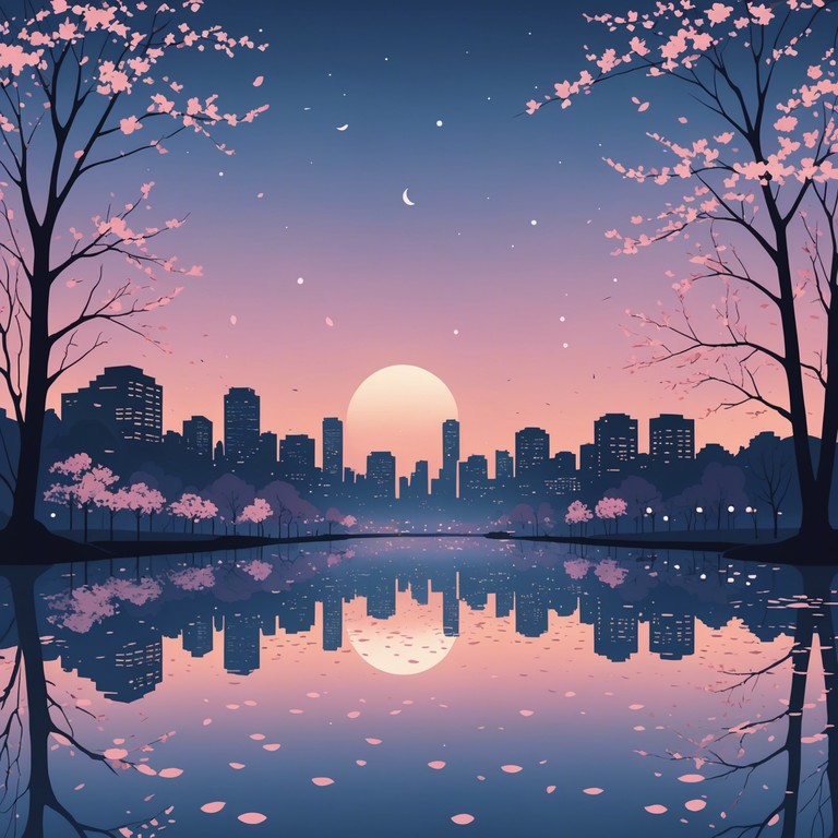 Imagine walking under blooming sakura trees, the city lights of tokyo casting gentle glows on the petals, and soft instrumental tones setting a romantic mood. This alternative version carries a more acoustic touch, featuring gentle plucking of strings to accompany your serene, twilight stroll.