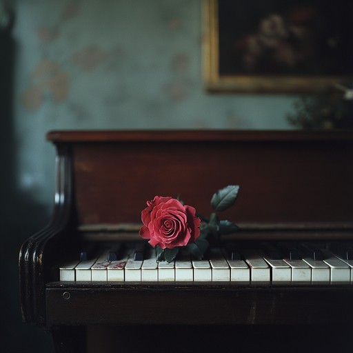 An emotional instrumental centered around poignant piano melodies, evoking deep feelings of unrequited love and heartfelt longing in a dramatic lounge atmosphere.