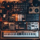 aggressive synths layered with intense percussive elements