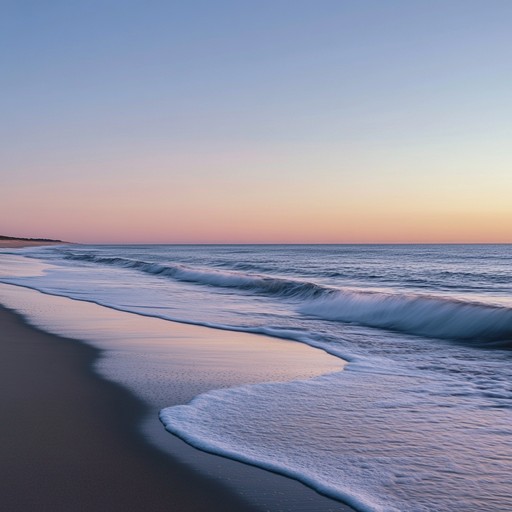 Imagine a serene beach where gentle waves meet the soft melodies of bamboo flutes, creating an atmosphere of tranquil peace, with hints of distant seagulls, calming winds, and the occasional soothing rhythm of handpan drums