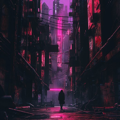 This song delves into the shadows of a dystopian city, using deep bass undertones and haunting synth melodies. The track crafts a melancholic atmosphere, reflecting the neon but decaying cyberpunk aesthetic. Subtle, distorted sounds blend with synthetic textures to create a sense of isolation and introspection, conveying a futuristic dream that has deteriorated over time.