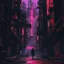 melancholic exploration of dystopian city's shadows, deep bass undertones