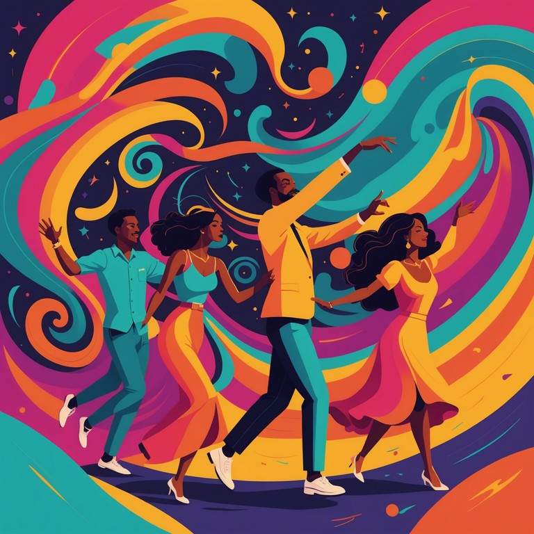 This piece is a thrilling exploration into the world of salsa mixed with elements of chaotic rhythms and unexpected musical transitions, creating an exhilarating experience. The music whips up a storm of traditional salsa beats with a fresh, unconventional twist that keeps listeners on their toes.