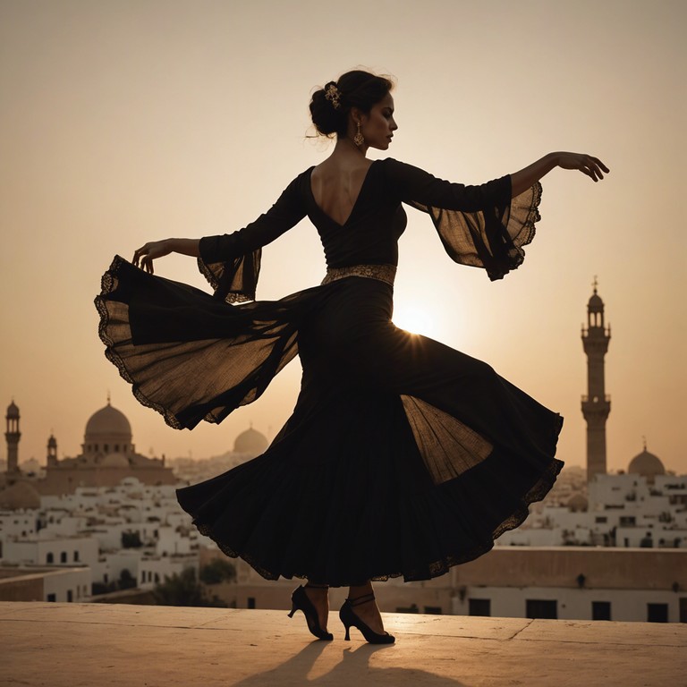 Blending passionate spanish guitar with enticing middle eastern violin, this composition captures the essence of longing across two rich musical cultures. The melody, rooted in traditional flamenco style, gradually introduces lush, seductive middle eastern violin lines, creating an evocative narrative of yearning and cultural intersection, perfect for evoking deep emotional journeys.