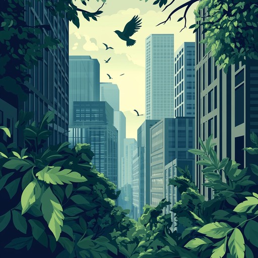 Explore an audio tour of an urban landscape where bustling city life meets the tranquility of nature through dynamic trip hop. Synths and bird calls create a juxtaposition that highlights freedom and harmony.