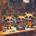 an energetic piece emulating robotic raccoons' mischievous adventures