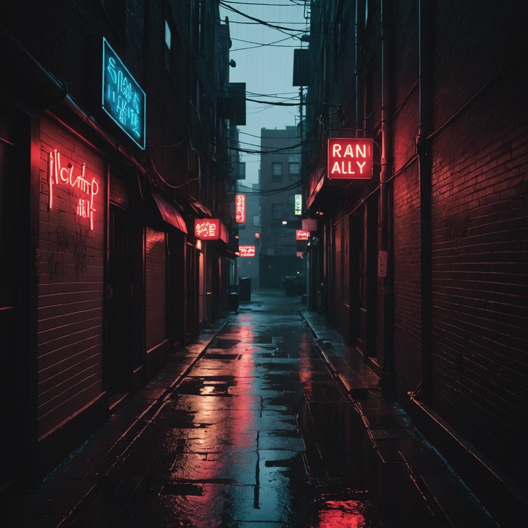 Navigate the dark corners of a nocturnal cityscape where every droplet of rain and flickering neon light tells a story of life hidden in the shadows. The music swells with a fusion of slow, resonating beats and wistful synths, reflecting both a sense of longing and resilience found in the heart of the city