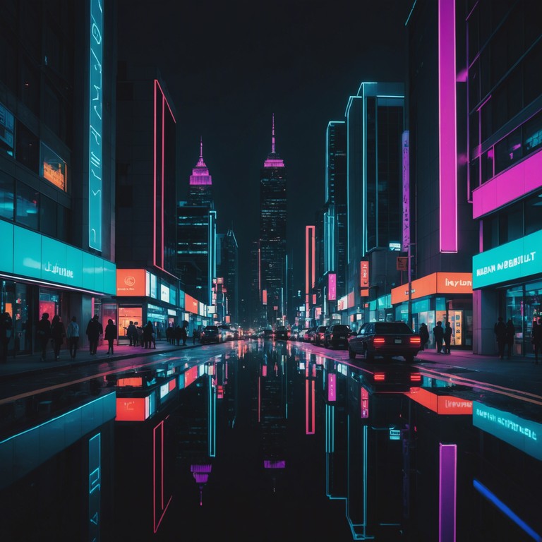 This track combines pulsating rhythms with airy synth textures to create an electrifying yet dreamlike auditory experience. Layered electronic effects and ethereal backdrops set the scene for a journey through a neon lit cityscape after dusk.