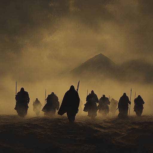 This track features powerful, rhythmic war drums evoking the intense atmosphere of a desert battlefield. The driving beats are both primal and modern, utilizing traditional tribal motifs with contemporary sound design. Pulsating rhythms create a sense of urgency and tension, ideal for action packed scenes or intense moments in media.