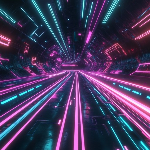 A high energy instrumental piece that embodies the essence of a cybernetic future, combining powerful synth melodies, heavy beats, and ambient sounds to evoke the exhilaration of racing through a neon drenched cityscape.