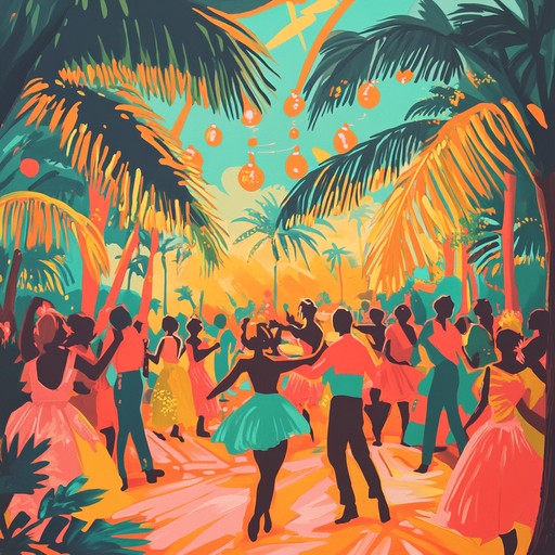 A fusion of dynamic salsa rhythms and bright trumpet melodies, this track is tailored to cultivate a high energy dance atmosphere. Celebratory brass compositions intertwine with diverse percussion elements, invoking the vivacious essence of a tropical fiesta. The song radiates a sense of excitement, inviting listeners to indulge in vibrant, spirited dances.