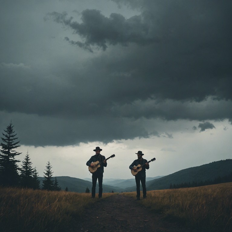 Twilight mountain echoes merges the soul of traditional bluegrass with sharp, modern sensibilities. The resonant plucks of the banjo engage listeners, transporting them to a contemporary sonic landscape while retaining the essence of mountain serenity.