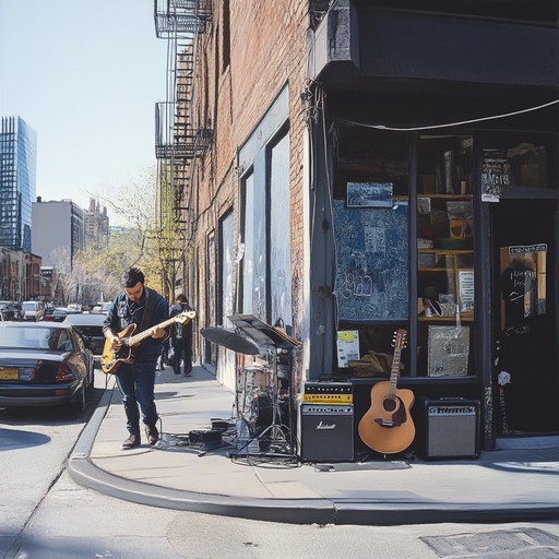 A pulsating and gritty instrumental driven by high energy guitar riffs and pounding drums, mimicking the raw sensation of an all night garage jam session in the urban landscape. The spontaneous shifts in dynamics, from quiet moments to explosive crescendos, illustrate the rebellion and wild spirit of the city, ensuring an adrenaline pumping experience.