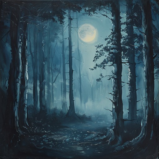 A mystical dark folk composition that captures the essence of a moonlit forest, infusing gentle acoustic strumming with ethereal melodies. It weaves a sense of serene eeriness, juxtaposing stillness with a subtle undercurrent of ancient lore.