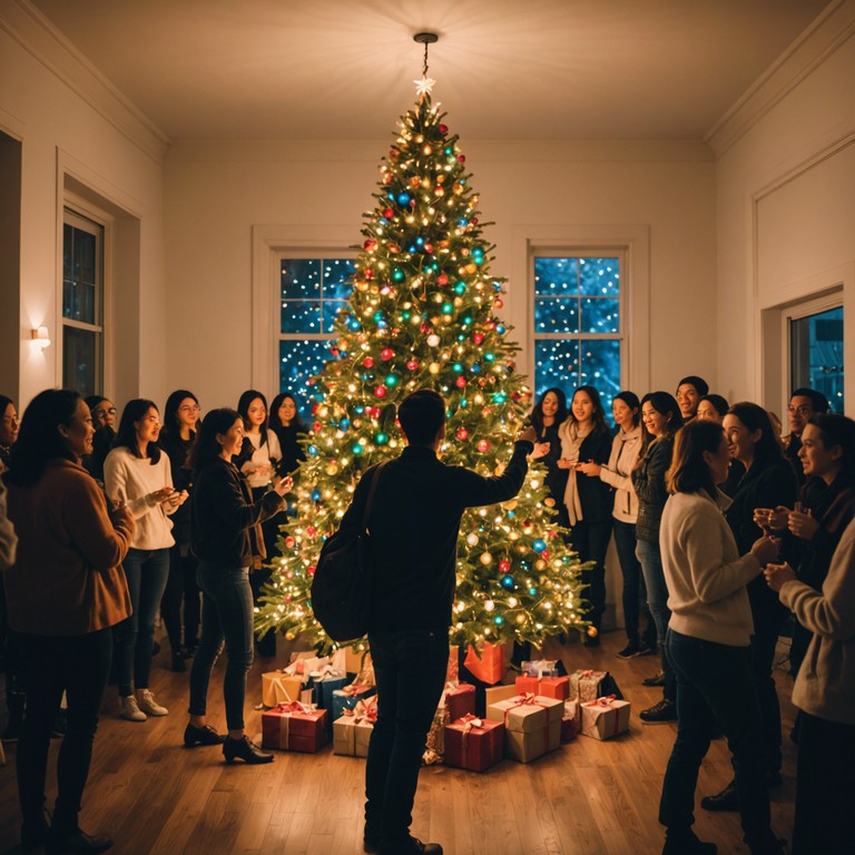 A vibrant track blending the festive energy of holiday music with the smooth, rhythmic pulses of jack swing. Imagine a lively holiday party where the decorations sparkle as much as the music, providing a backdrop of joyous, danceable vibes with a hint of nostalgia. Perfect for celebrating the spirit of togetherness during the festive season.