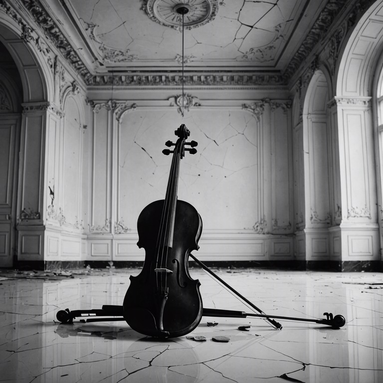 Imagine a beautifully eerie scene where the only sounds are the soft, haunting melodies of a violin playing a waltz in an abandoned, decaying ballroom. The music swirls into the shadows, evoking images of past grandeur and ghostly presences dancing throughout the night.