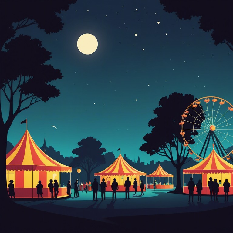 In this track, the vivacity of a bustling carnival is twisted with darker, grittier undertones, evoking a sense of mystery and foreboding among the colorful festivities. The melody intertwines the sounds of celebration with a lurking sense of something more sinister, providing a compelling auditory journey through a carnival at night.