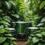 immersive drumming amidst natural forest sounds