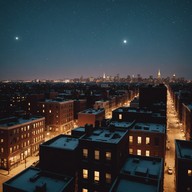 lush piano in urban night