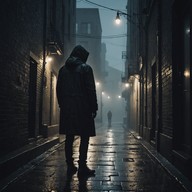 urban landscape, mysterious tones, dark alleys