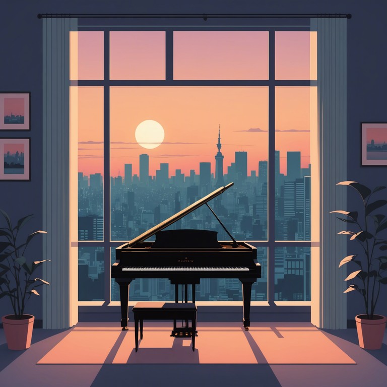 Evoking feelings of romance through a beautiful piano arrangement intertwined with ambient city sounds of tokyo, portraying the deep emotional connection between two hearts in sync. Ideal for evoking a sense of companionship and love amidst urban solitude.