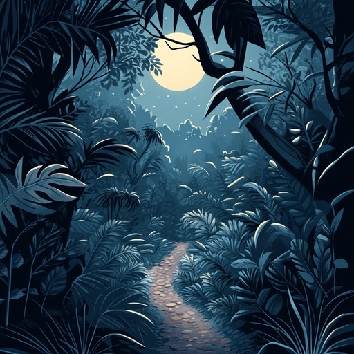 A mesmerizing instrumental blending eerie melodies with tropical rhythms, evoking the feeling of wandering through an ominous jungle at night. Ethereal synths and haunting percussion create a captivating soundscape of mystery and allure