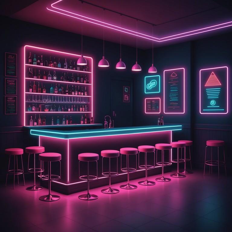 In a high class, urban nightclub with velvet interiors, a piece of music combines elegance with raw, pulsating energy, featuring deep bass lines and jarring electronic elements. The composition pulls the listener into a world where class meets chaos.