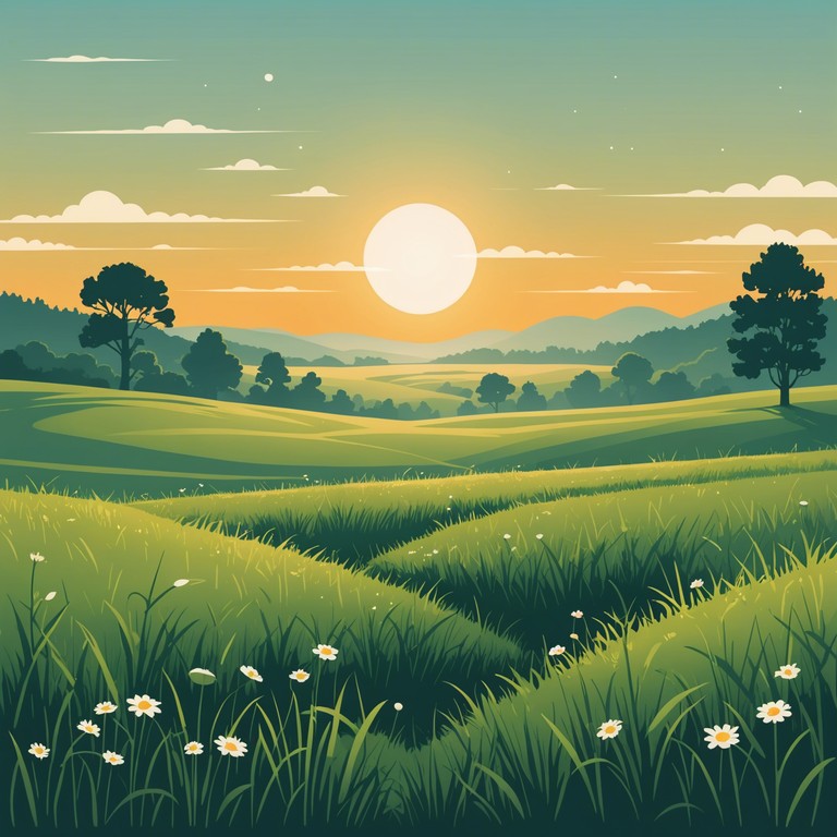 Imagine a serene meadow at dawn, the air fresh and the sky painted with soft hues of orange and blue. This song captures the essence of peace and tranquility, with delicate melodies that float over the gentle strumming of an acoustic guitar, invoking feelings of being close to nature and away from the chaos of daily life.