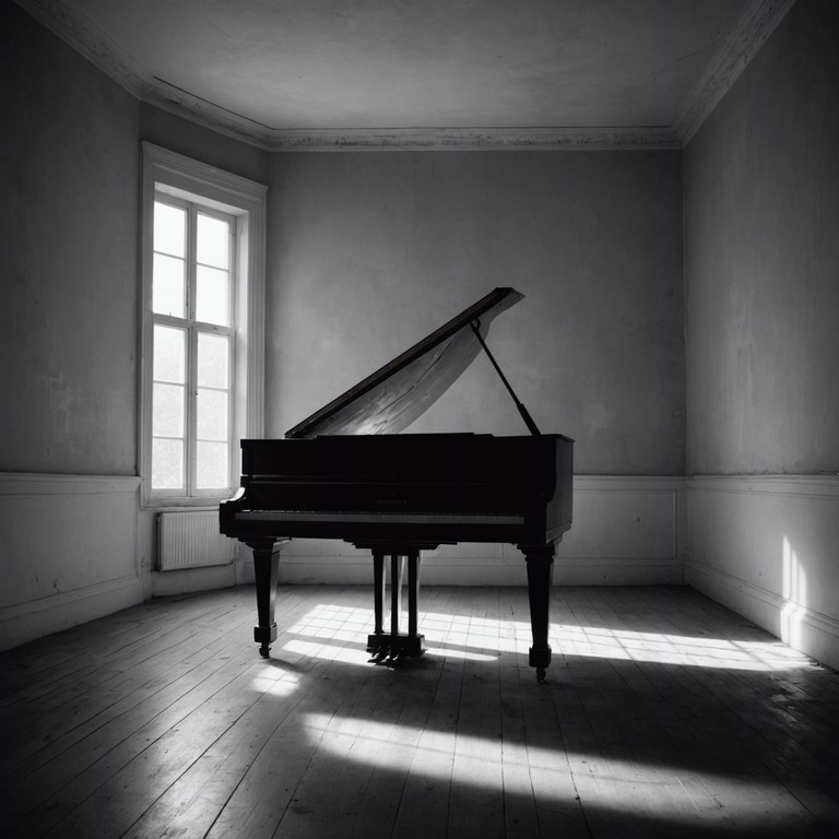 In this haunting track, ambient soundscape intertwines with the natural acoustics of deserted spaces, reflecting the solitude and forgotten stories embedded in the walls. The music captures the essence of desolation and yearning for a past barely remembered. The primary instrument, a resonant piano, plays a series of melancholic melodies that reverberate throughout the somber space, each note hanging heavy with nostalgia.