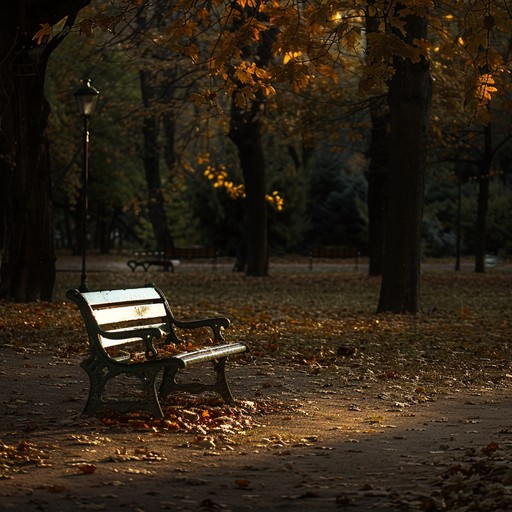 An evocative and tranquil instrumental jingle that conjures images of quiet, solitary strolls through autumnal parks as the day softly turns to night. Acoustic guitar melodies intertwine with the delicate tinkling of wind chimes, painting a scene of reflective solitude and wistful memories.