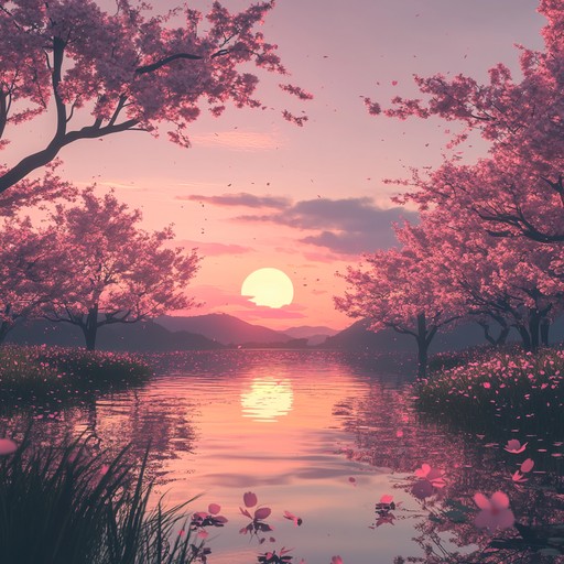 A gentle instrumental piece perfect for winding down; featured with calming melodies inspired by peaceful anime scenes. Close your eyes and imagine a serene evening under the cherry blossoms, the sun setting and a soft breeze brushing against your face. The soothing harmony of a singular instrument captures the essence of tranquility and relaxation.