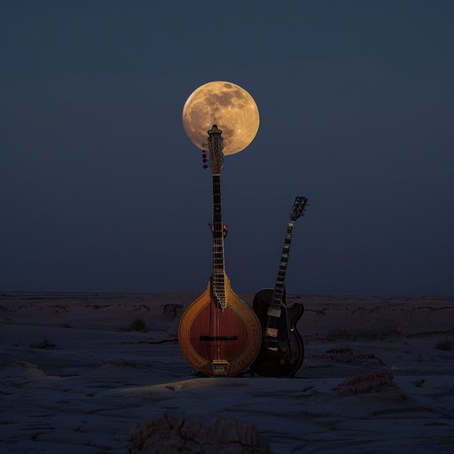 An intricate blend of sitar and electric guitar weaving through enigmatic melodies that transport listeners to a mystical desert landscape. The song features dynamic shifts from meditative to powerful passages, emulating traditional raga structures within a rock framework, conjuring an ethereal and mysterious atmosphere.