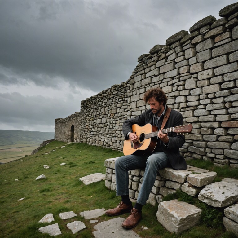 This track finds its roots in traditional european bard music, blending historical narratives with a deep sense of loss and longing. The soft, haunting sounds of an acoustic guitar accompany a lone troubadour's voice, weaving tales of forgotten lands and lost loves into the fabric of melody. The music serves as a bridge between past and present, evoking images of misty moors and medieval castles, inviting the listener into a world of melancholic reflection.