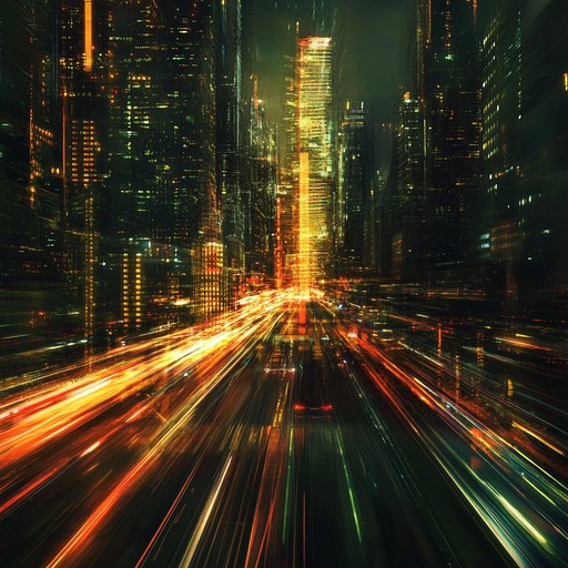 Immerse yourself in a fast paced journey through a cyberpunk cityscape. This instrumental electropop track features pulsating synth melodies and strong rhythms, capturing the adrenaline of speeding through neon drenched streets at night.