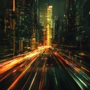 a high energy synth track evoking a futuristic urban race.