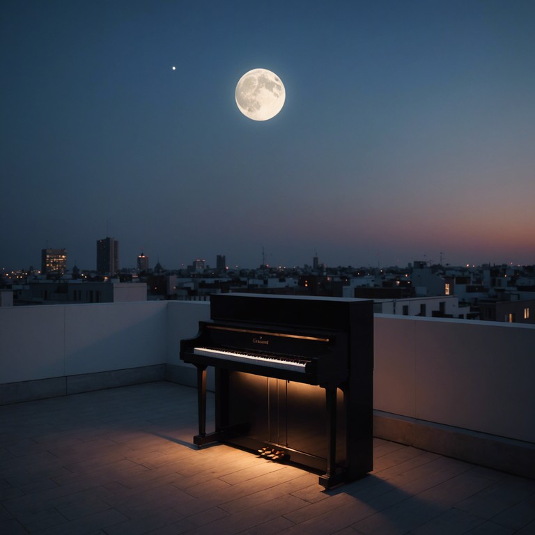 Moonlit melodic whispers presents an auditory journey through serene, nocturnal vibes. As the gentle rhythms of an electric piano infuse the air, listeners are enveloped in a soundscape that mirrors the tranquility of a night veiled in moonlight, perfect for unwinding or meditative listening.