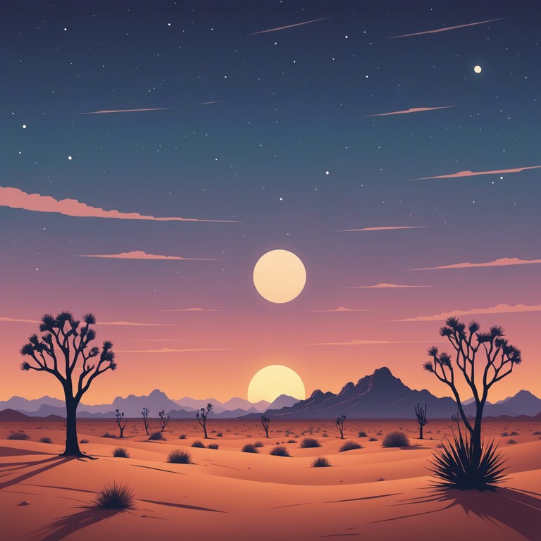 This track features a complex layering of ambient tones designed to evoke the serenity and vastness of a mystical desert at twilight. The use of a dilruba, an indian string instrument, enhances the track's exotic feel, while ambient synthesizers create a sense of expansive stillness, guiding the listener through an auditory mirage of calm and mystery.