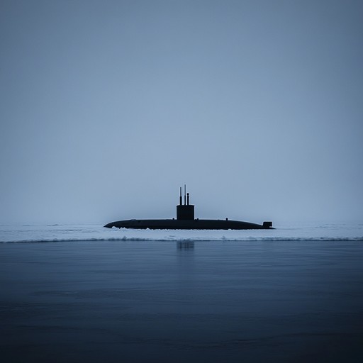 An evocative instrumental highlighting the silent tension of russian navy submarines moving stealthily beneath the icy arctic surface, using deep cello melodies and subtle orchestral textures.