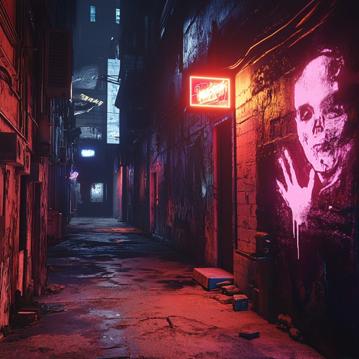 Dive into a world where digital streets are alive with atmospheric synthesizers and harsh, industrial beats, capturing the essence of a high octane cyberpunk realm.