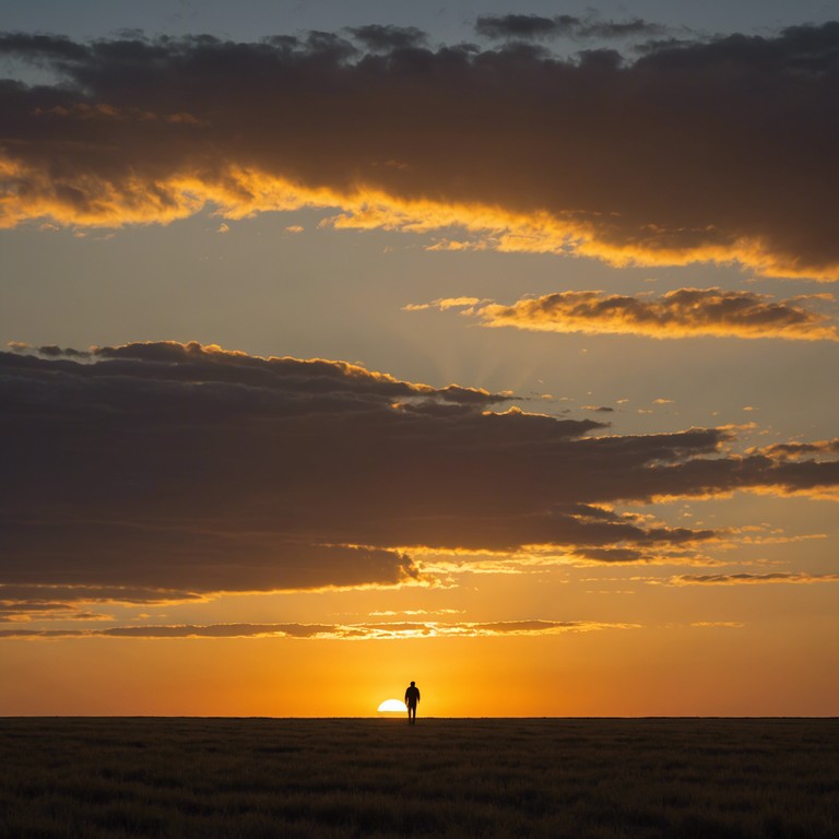 A solitary harmonica plays a poignant, introspective melody that captures the vastness and isolation of the american prairie. The slow, mournful tones resonate with a deep sense of yearning and nostalgia, conveying stories of old, untold memories of the land and its weary travelers. The music is minimalistic yet evocative, reflecting the simplicity and the sheer emotional depth of rural america.