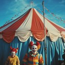 lively clown themed music with laughter effects