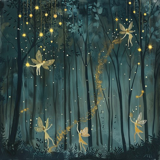 A fantastical journey through an enchanted forest, featuring sparkling melodies that bring to life the magical creatures around. The tones are whimsical and light, with a glittery and shimmering quality that evokes a sense of wonder and playfulness as if fairies were dancing among the trees.